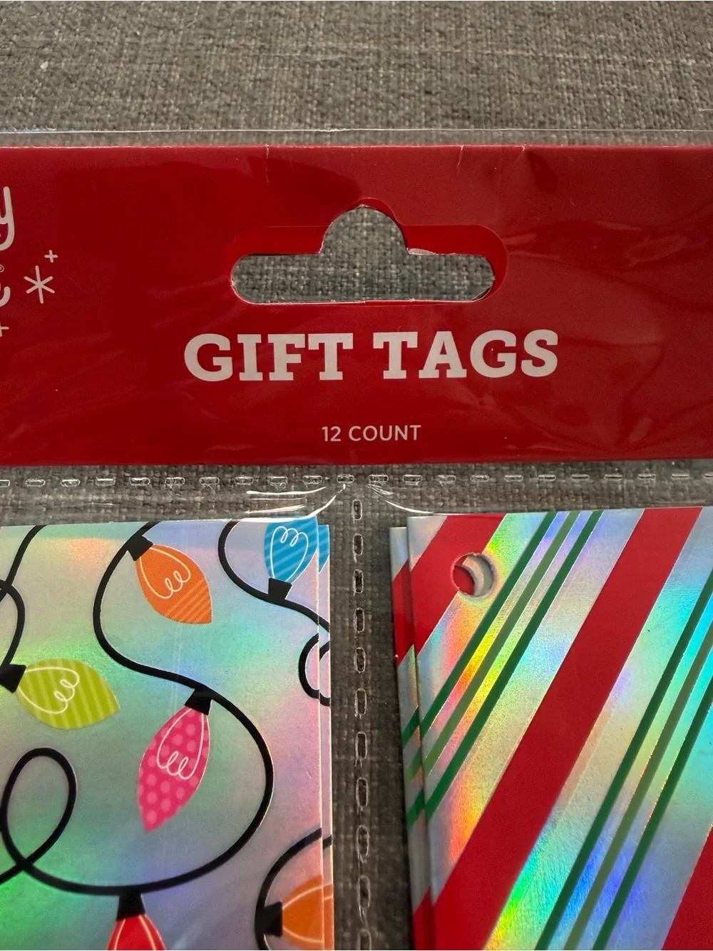 Holiday Style Christmas Gift Tags 24 Count Assorted Foil & Tinsel New